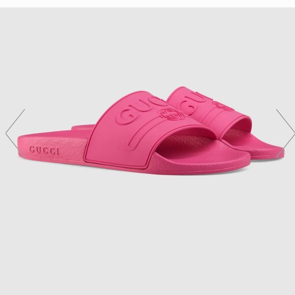 hot pink gucci slides